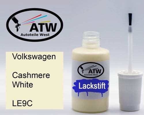 Volkswagen, Cashmere White, LE9C: 20ml Lackstift, von ATW Autoteile West.